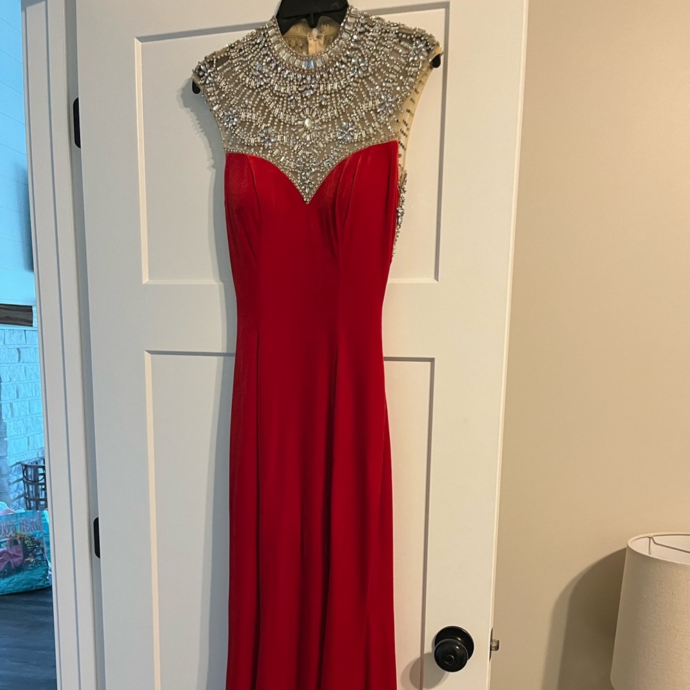 Red velvet formal dress